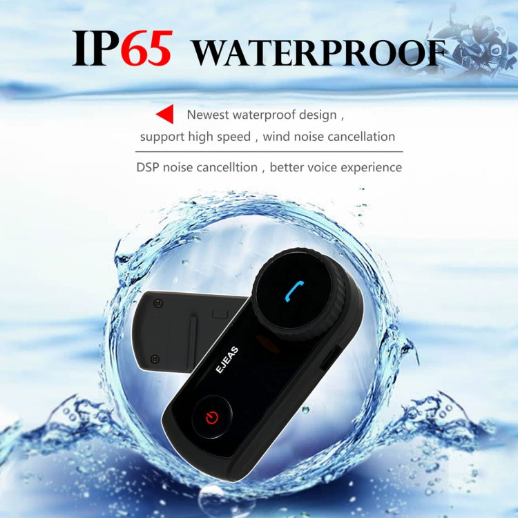2 Sets EJEAS E2-1200 1200m IP65 Waterproof 4 Users Connection Riders Bluetooth Multi-Interphone Headsets for Motorcycle Helmet(Black)
