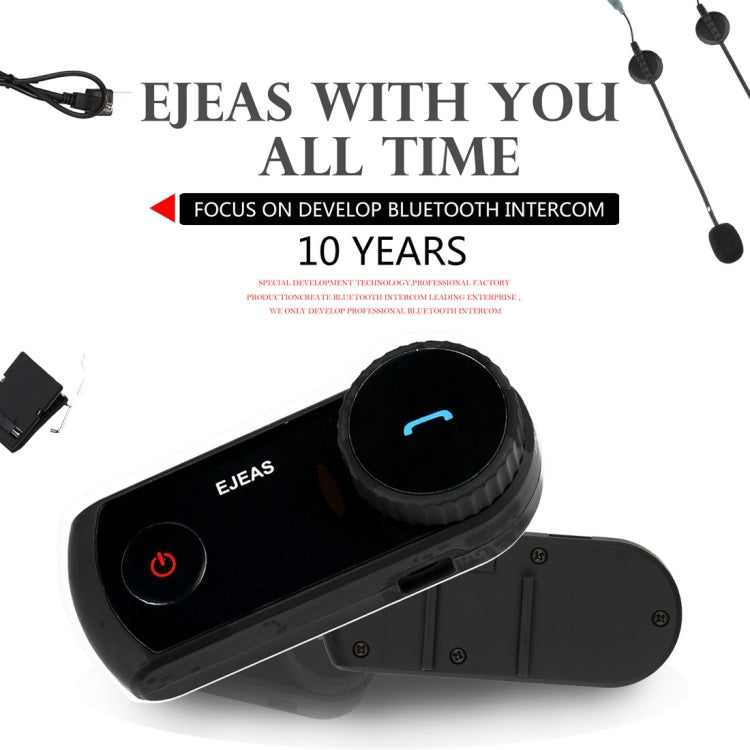2 Sets EJEAS E2-1200 1200m IP65 Waterproof 4 Users Connection Riders Bluetooth Multi-Interphone Headsets for Motorcycle Helmet(Black)
