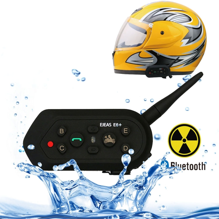 EJEAS E6 Plus 1200m IP65 Waterproof 6 Users Connetion Riders Bluetooth Multi-Interphone Headsets for Motorcycle Helmet With Handle / Remote Control(Black)