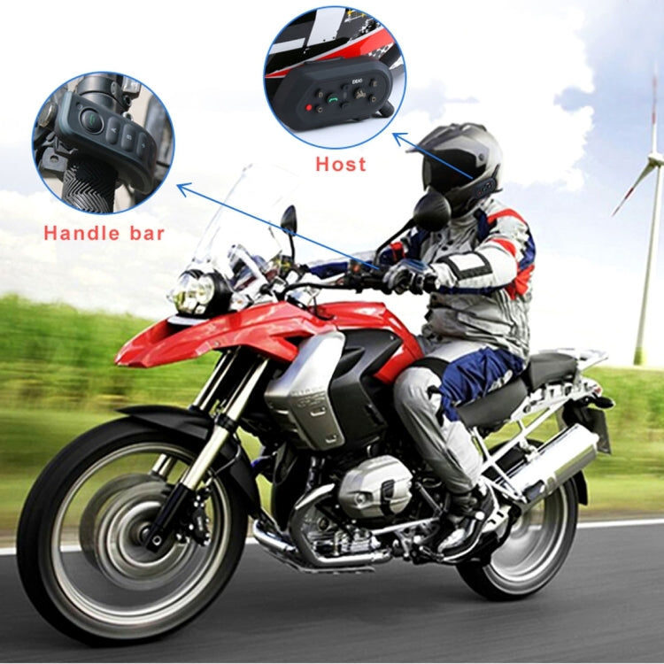 EJEAS E6 Plus 1200m IP65 Waterproof 6 Users Connetion Riders Bluetooth Multi-Interphone Headsets for Motorcycle Helmet With Handle / Remote Control(Black)