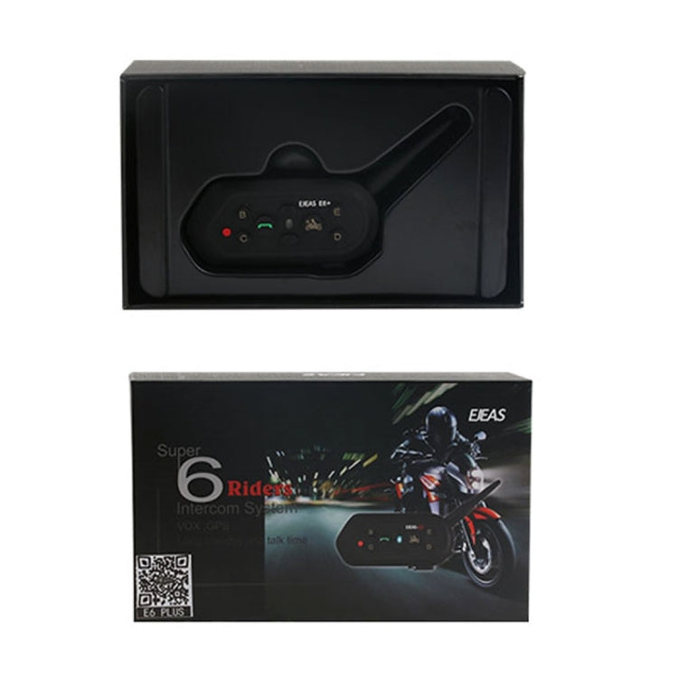 EJEAS E6 Plus 1200m IP65 Waterproof 6 Users Connetion Riders Bluetooth Multi-Interphone Headsets for Motorcycle Helmet With Handle / Remote Control(Black)