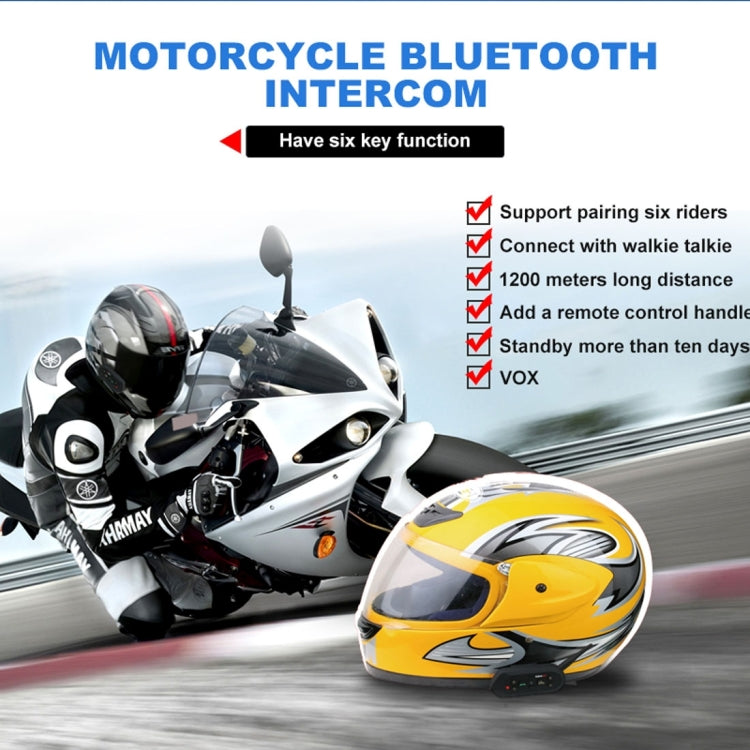 EJEAS E6 Plus 1200m IP65 Waterproof 6 Users Connetion Riders Bluetooth Multi-Interphone Headsets for Motorcycle Helmet With Handle / Remote Control(Black)