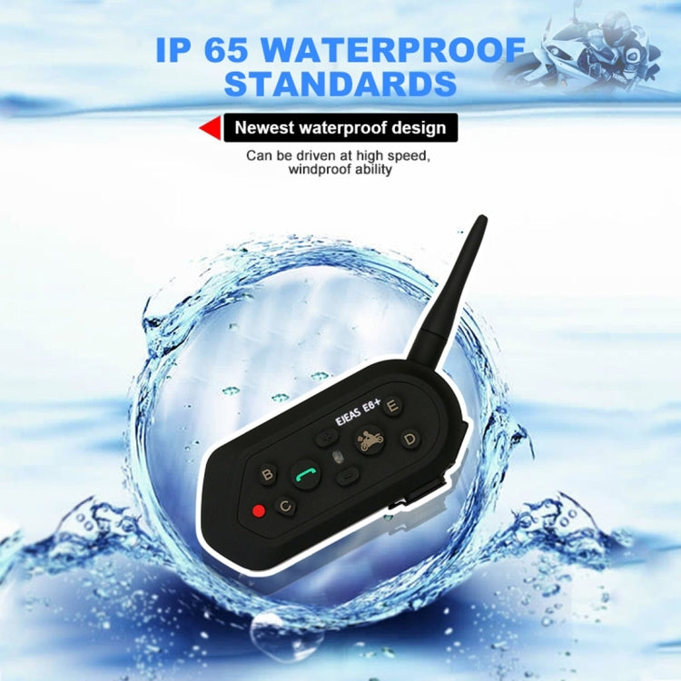 EJEAS E6 Plus 1200m IP65 Waterproof 6 Users Connetion Riders Bluetooth Multi-Interphone Headsets for Motorcycle Helmet With Handle / Remote Control(Black)