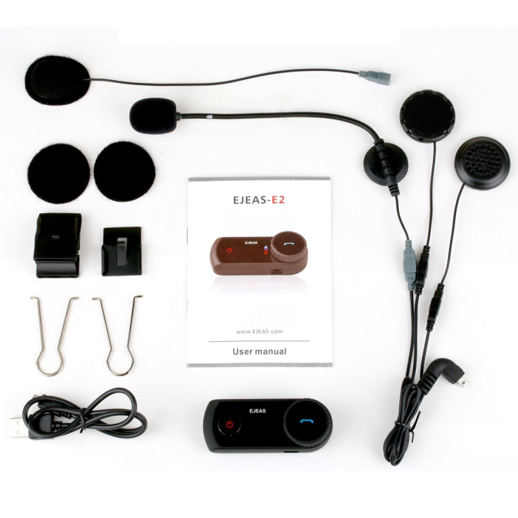 EJEAS E2-1200 1200m IP65 Waterproof 4 Users Connection Riders Bluetooth Multi-Interphone Headsets for Motorcycle Helmet(Black)