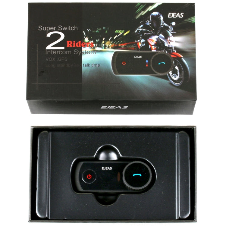EJEAS E2-1200 1200m IP65 Waterproof 4 Users Connection Riders Bluetooth Multi-Interphone Headsets for Motorcycle Helmet(Black)