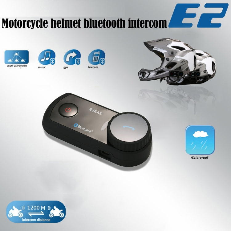 EJEAS E2-1200 1200m IP65 Waterproof 4 Users Connection Riders Bluetooth Multi-Interphone Headsets for Motorcycle Helmet(Black)
