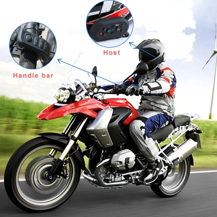 EJEAS E6 Plus 1200m IP65 Waterproof 6 Users Connection Riders Bluetooth Multi-Interphone Headsets for Motorcycle Helmet With Handle / Remote Control(Black)