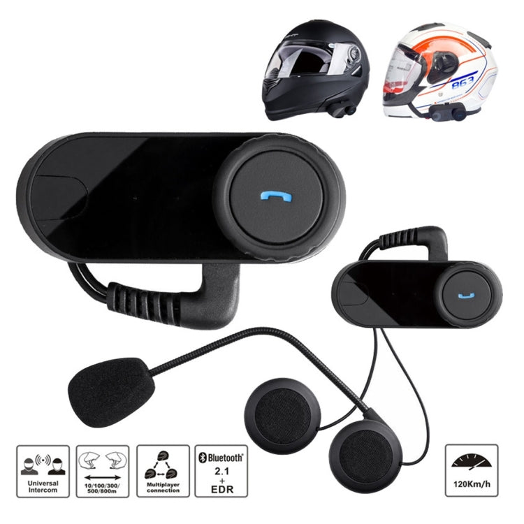TCOM-VB Single Bluetooth Interphone Headsets for Motorcycle Helmet,  Intercom Distance up to 1000m (Black)