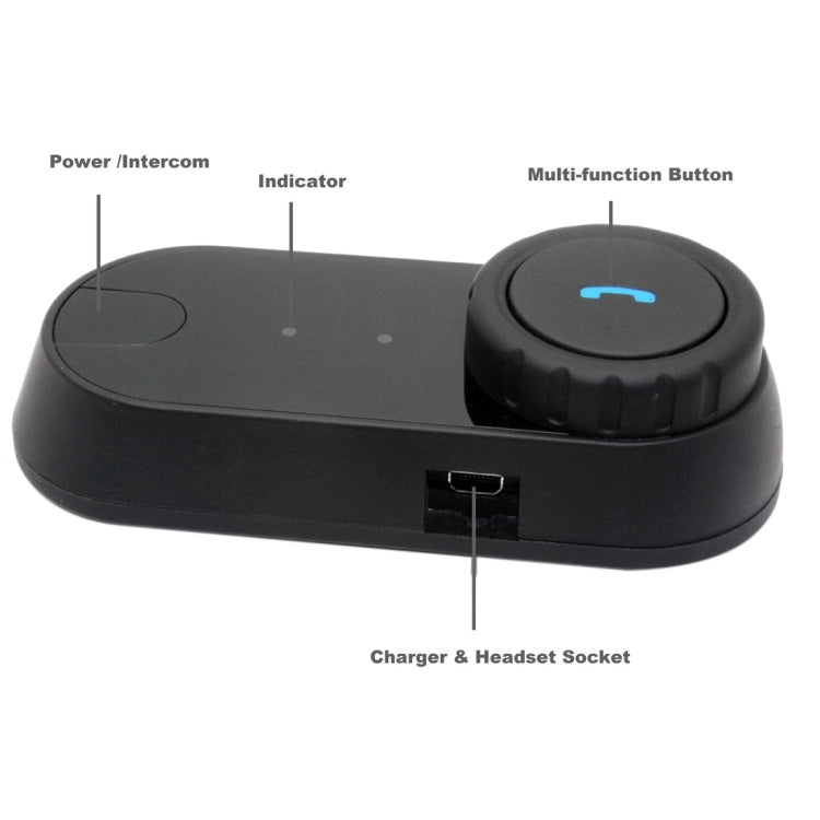 TCOM-VB Single Bluetooth Interphone Headsets for Motorcycle Helmet,  Intercom Distance up to 1000m (Black)