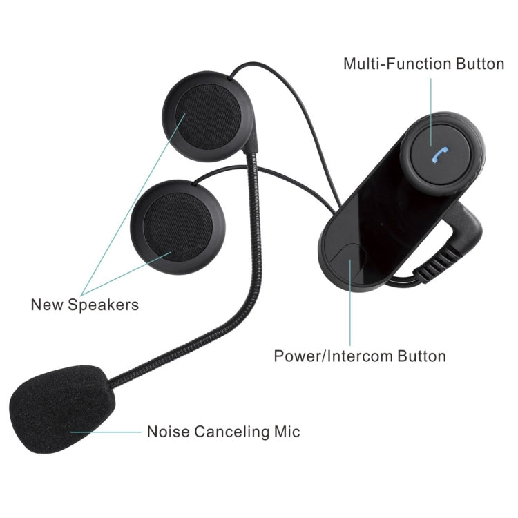 TCOM-VB Single Bluetooth Interphone Headsets for Motorcycle Helmet,  Intercom Distance up to 1000m (Black)