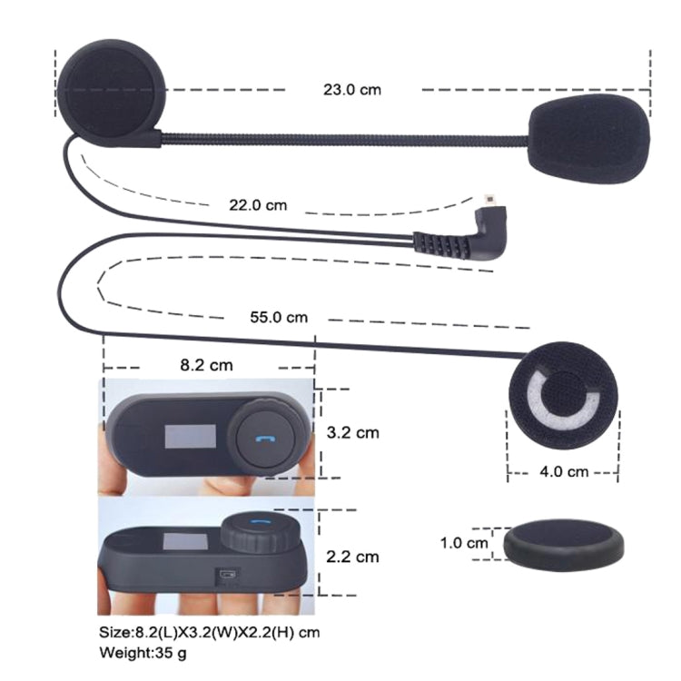 TCOM-sc Single Bluetooth Interphone Headsets for Motorcycle Helmet,  Intercom Distance up to 1000m (Black)