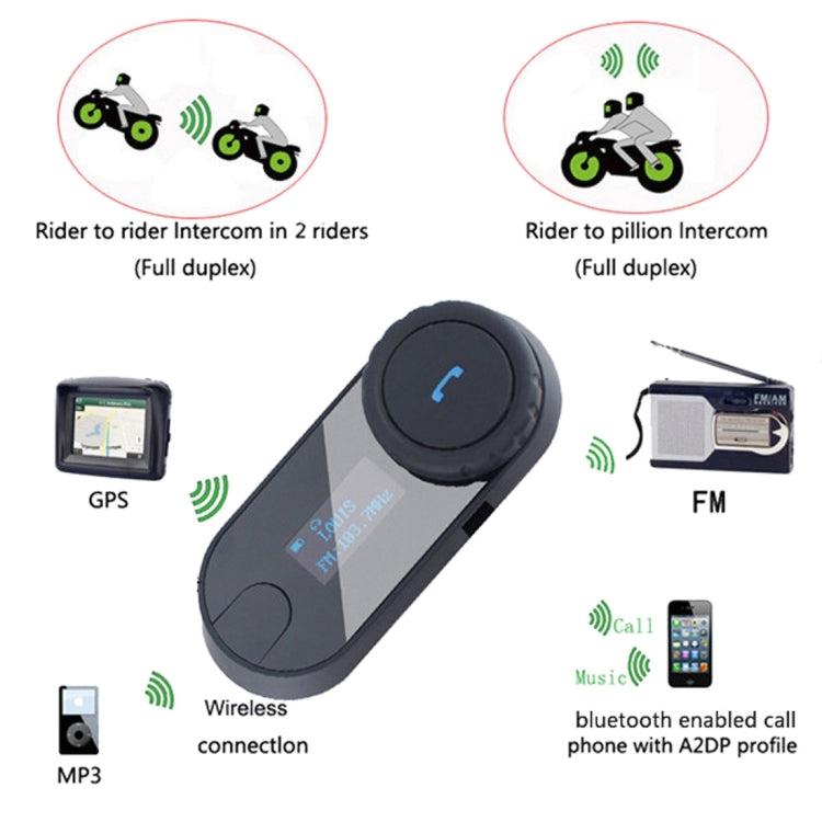 TCOM-sc Single Bluetooth Interphone Headsets for Motorcycle Helmet,  Intercom Distance up to 1000m (Black)