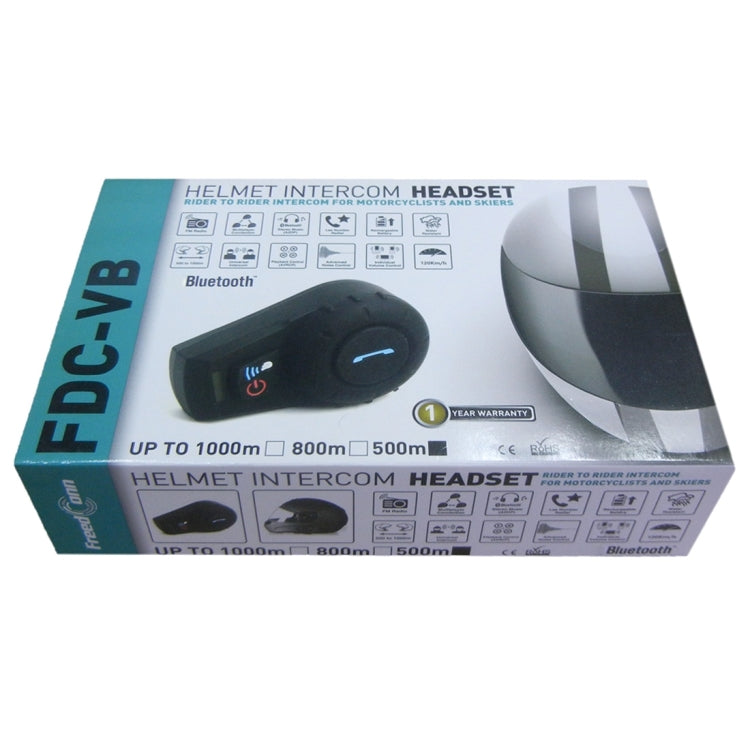 FDC-VB Single Bluetooth Interphone Headsets for Motorcycle Helmet,  Intercom Distance up to 500m(Black)