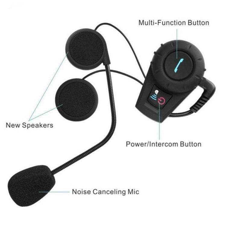 FDC-VB Single Bluetooth Interphone Headsets for Motorcycle Helmet,  Intercom Distance up to 500m(Black)