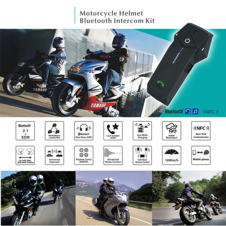 Colo Single Bluetooth Interphone Headsets with Replacement Cover for Motorcycle Helmet, Support NFC, Intercom Distance up to 1000m(Black)