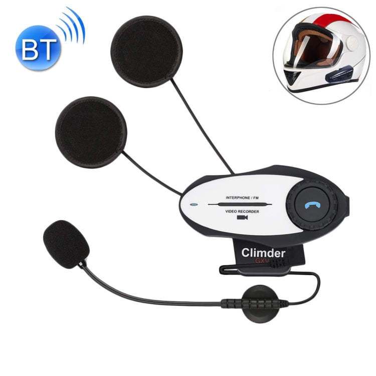 Climder GXV Single Bluetooth Interphone Headsets with 720P Video Recorder Function for Motorcycle Helmet,  Intercom Distance up to 500m