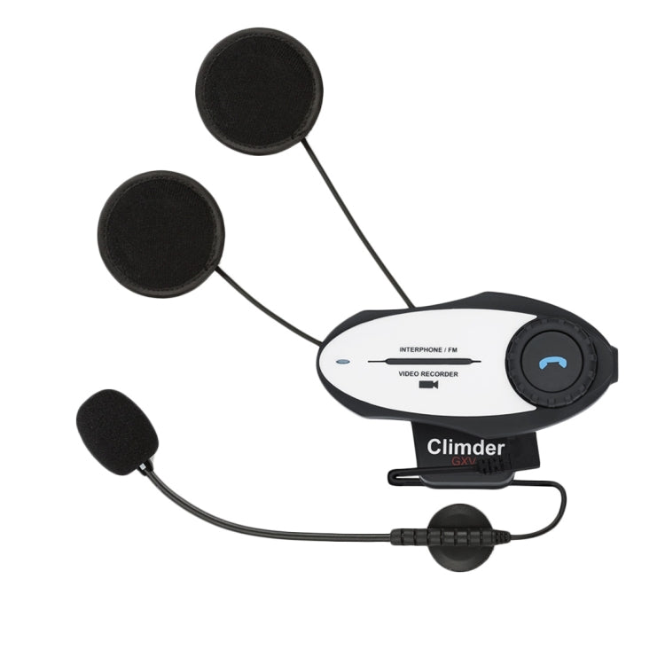 Climder GXV Single Bluetooth Interphone Headsets with 720P Video Recorder Function for Motorcycle Helmet,  Intercom Distance up to 500m
