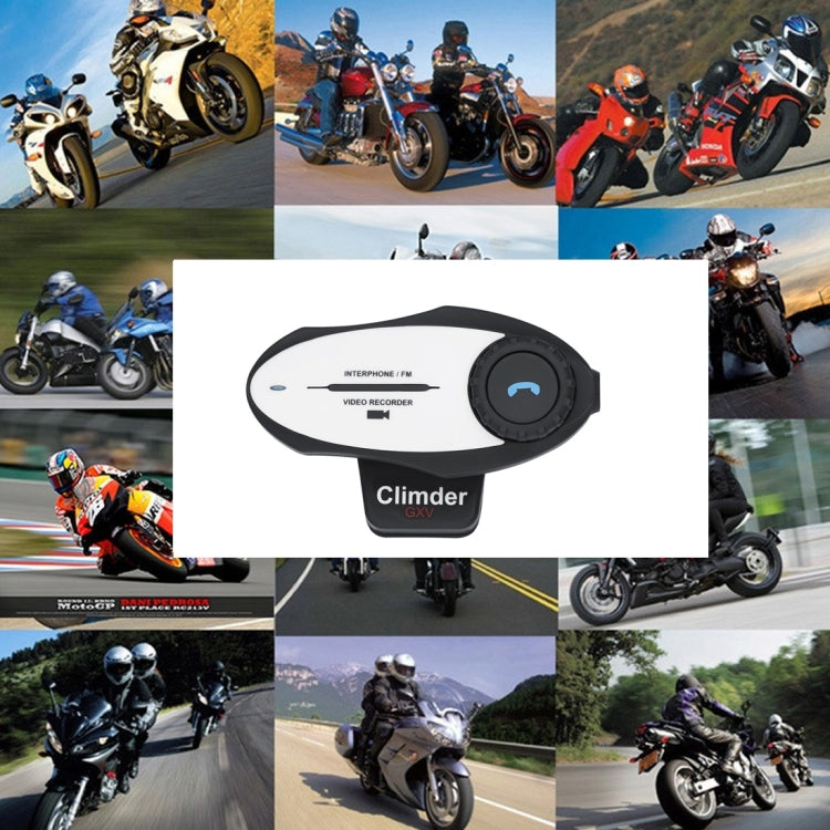 Climder GXV Single Bluetooth Interphone Headsets with 720P Video Recorder Function for Motorcycle Helmet,  Intercom Distance up to 500m