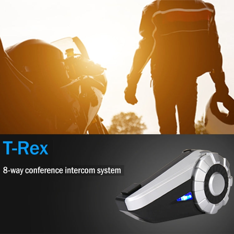 T-REX Single Bluetooth Interphone Headsets for Motorcycle Helmet,  Intercom Distance up to 1500m