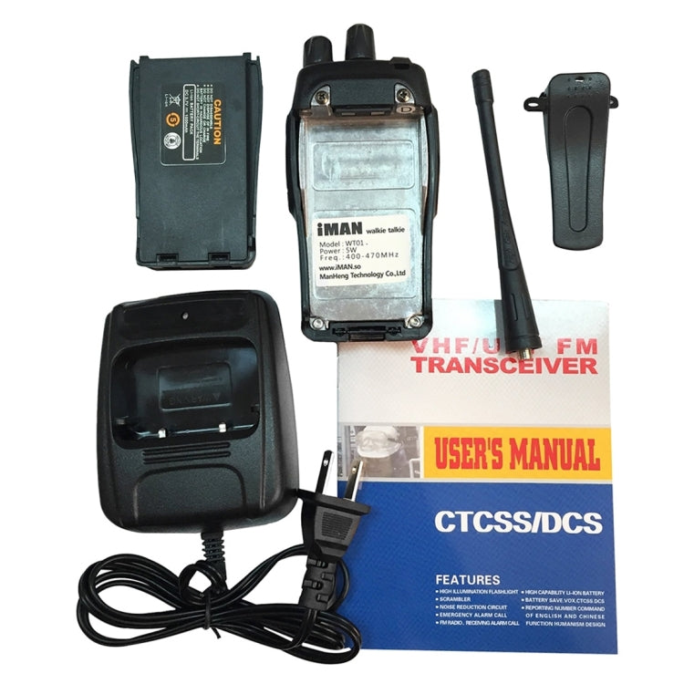 iMAN WT02 Professional Handheld Two-way Radio Walkie Talkie UHF 400-470MHz 5W 16CH, Talk Distance: 3km~4km(Black)