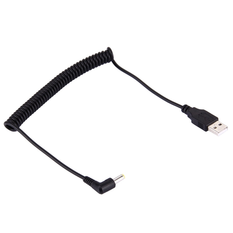 1A USB 2.0 Male to Bent DC 4.7 x 1.7mm Male Retractable Coiled Power Cable for HP Laptop, Coiled Cable Stretches to 1.5m