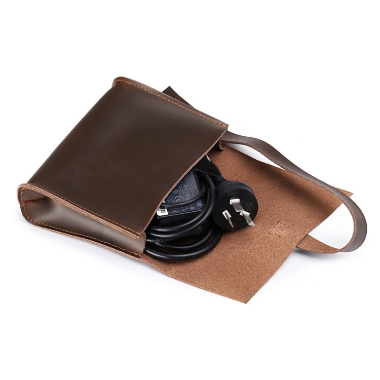 Universal Genuine Leather Business Power Adapter Laptop Tablet Bag with Cable Winder, For 12 inch and Below Macbook, Samsung, Lenovo, Sony, DELL Alienware, CHUWI, ASUS, HP