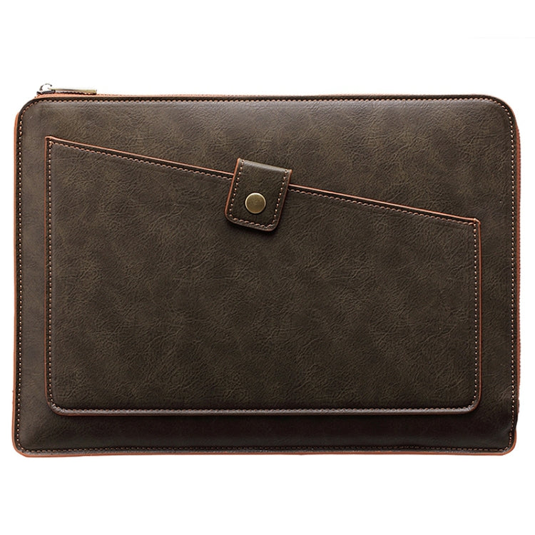 Universal PU Leather Business Laptop Tablet Zipper Bag, For 13.3 inch and Below Macbook Pro 2016, Samsung, Lenovo, Sony, DELL Alienware, CHUWI, ASUS, HP(Coffee)