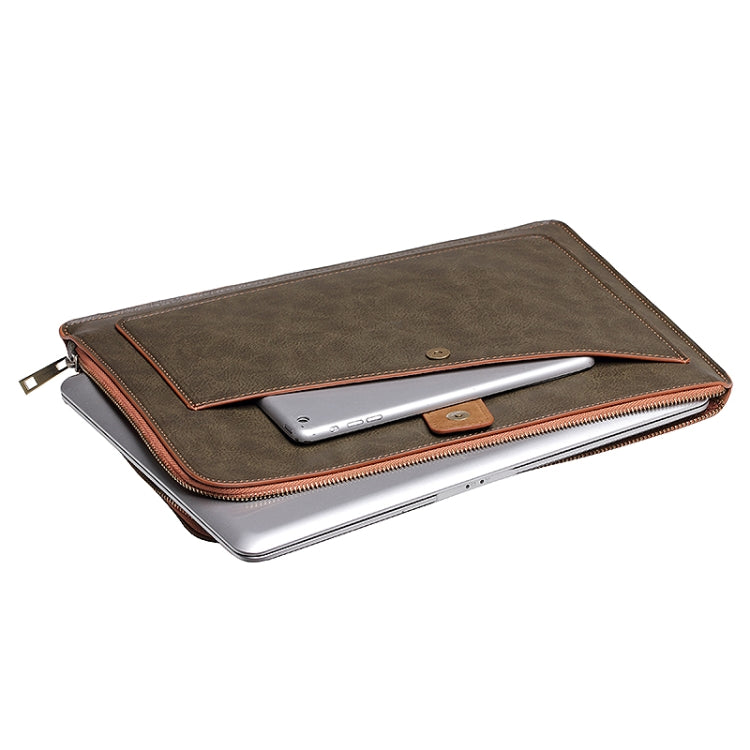 Universal PU Leather Business Laptop Tablet Zipper Bag, For 13.3 inch and Below Macbook Pro 2016, Samsung, Lenovo, Sony, DELL Alienware, CHUWI, ASUS, HP(Coffee)