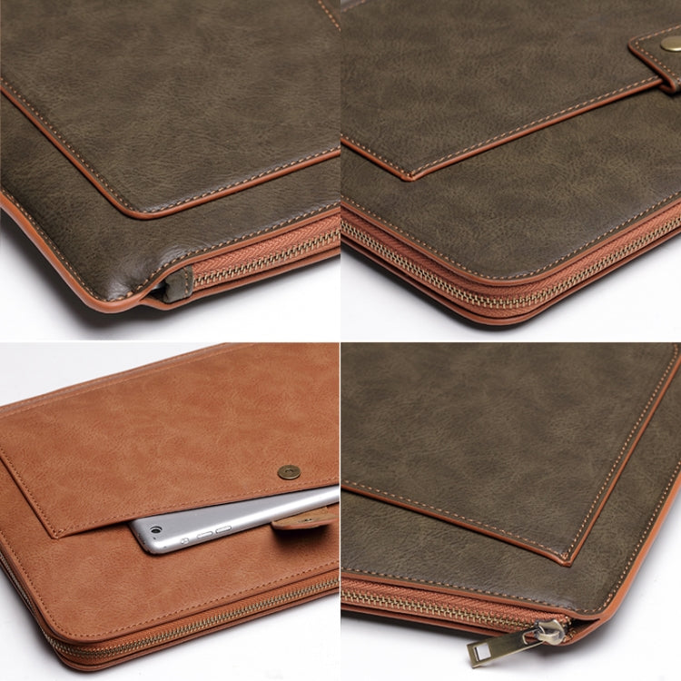 Universal PU Leather Business Laptop Tablet Zipper Bag, For 13.3 inch and Below Macbook Pro 2016, Samsung, Lenovo, Sony, DELL Alienware, CHUWI, ASUS, HP(Coffee)