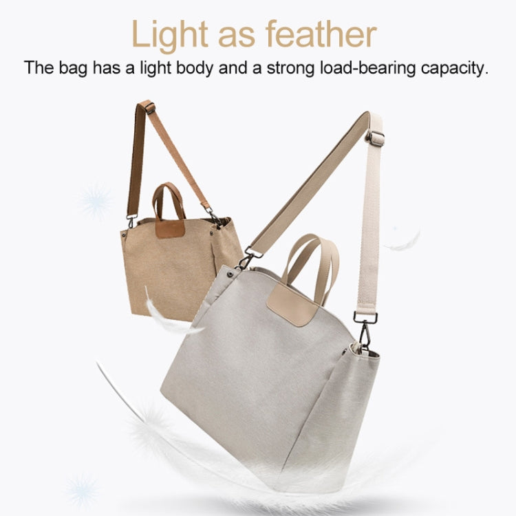 Oxford Cloth Magnetic Buckle Handbag One Shoulder Laptop Bag File Bag, Suitable for Laptop Size: 13.3-14 inch(Brown)