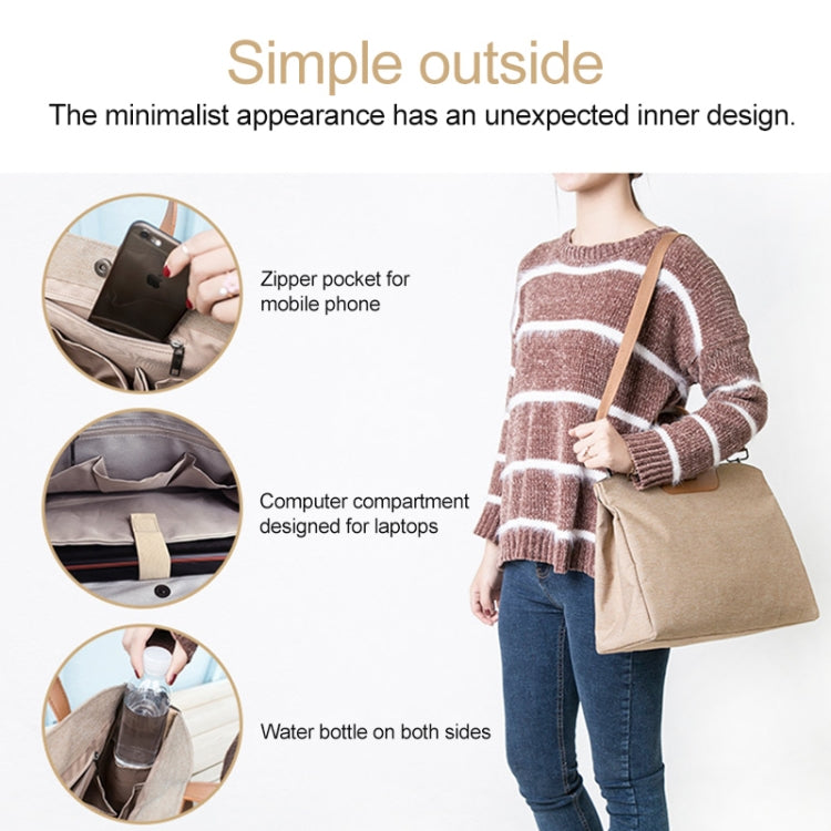 Oxford Cloth Magnetic Buckle Handbag One Shoulder Laptop Bag File Bag, Suitable for Laptop Size: 13.3-14 inch(Brown)