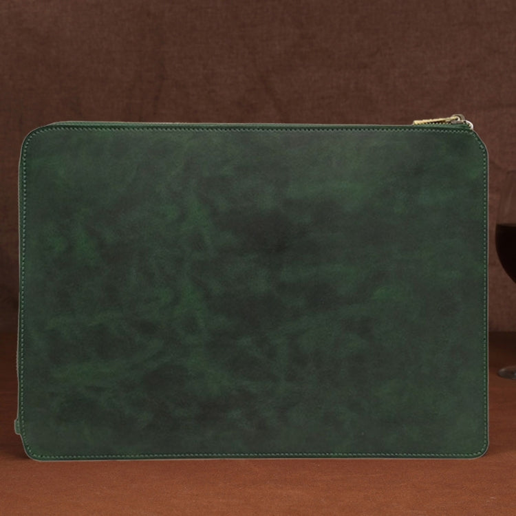 11.6 inch Genuine Leather Zipper Laptop Tablet Bag, For Macbook, Samsung, Lenovo, Sony, DELL Alienware, CHUWI, ASUS, HP 11.6 inch and Below Laptop