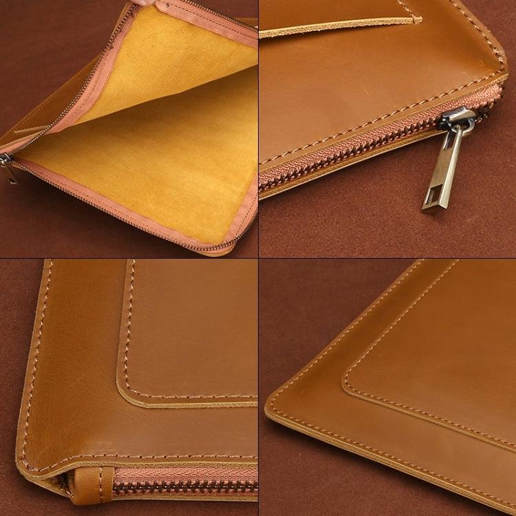 11.6 inch Genuine Leather Zipper Laptop Tablet Bag, For Macbook, Samsung, Lenovo, Sony, DELL Alienware, CHUWI, ASUS, HP 11.6 inch and Below Laptop