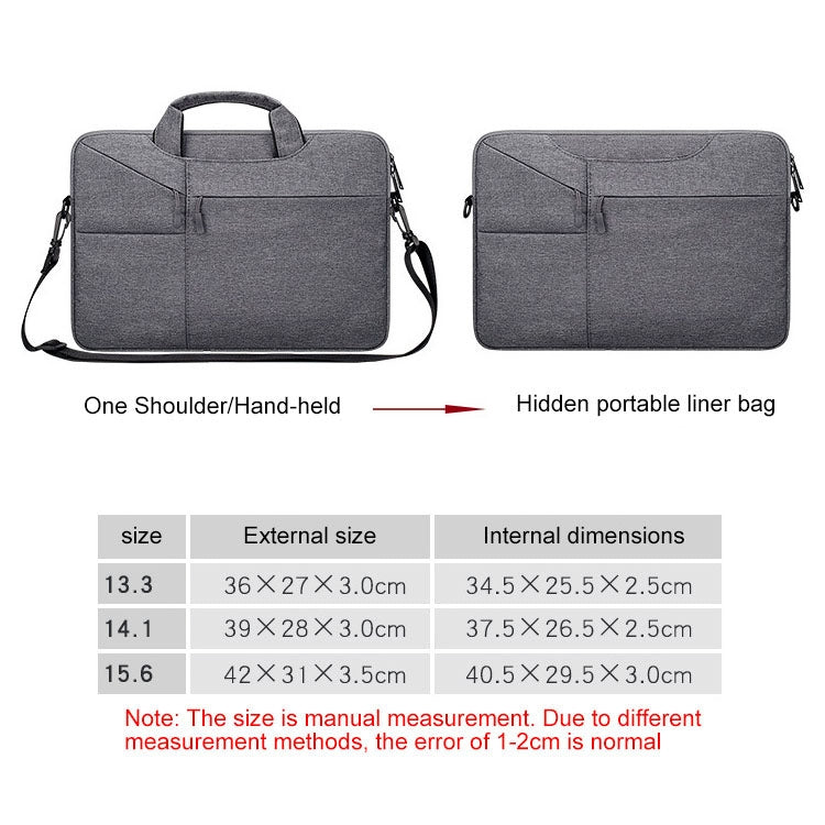 ST02S Waterproof Tear Resistance Hidden Portable Strap One-shoulder Handbag for 14.1 inch Laptops, with Suitcase Belt