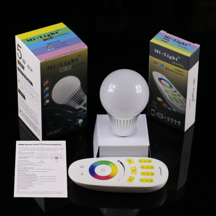 E14 5W 350-370LM LED Smart Light Bulb, RGBW Color Light, with 2.4GHz Remote Control