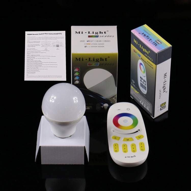 E27 6W 400-450LM LED Smart Light Bulb, RGB Color Light, with 2.4GHz Remote Control