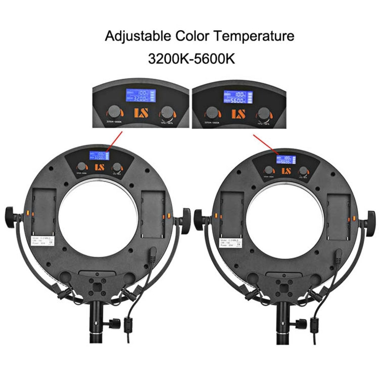 C-318RLS DC7.4-14.8V 30W Adjustable Circular 3200ï½ž5600K Double Color Temperature Camera LED Side Light Bulbs
