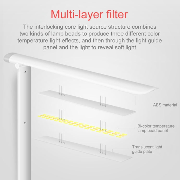 TGX-763 3-grade Brightness Touch Dimmer LED Desk Lamp, 52 LEDs 180 Degrees Adjustable Arm Eye Protection Light with Small Night Light Function