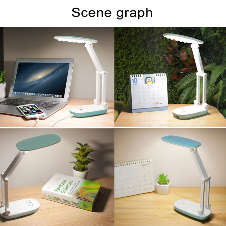 TGX-767 4W 4-grade Brightness Touch Dimmer LED Desk Lamp , 20 LEDs Folding Eye Protection Light with Power Bank Function & Battery Power Display