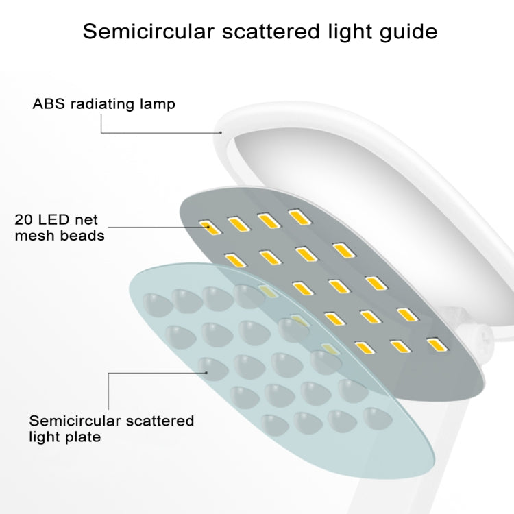 TGX-767 4W 4-grade Brightness Touch Dimmer LED Desk Lamp , 20 LEDs Folding Eye Protection Light with Power Bank Function & Battery Power Display