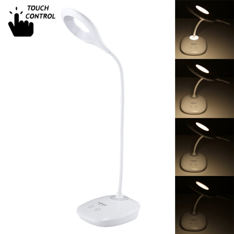 TGX-771 3-grade Brightness Touch Dimmer LED Desk Lamp , 28 LEDs Flexible Goose Neck Hollow Ring Design Eye Protection Light with Small Night Light Function