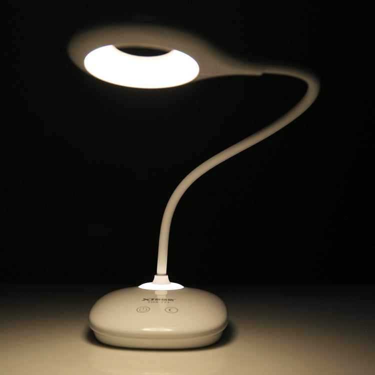 TGX-771 3-grade Brightness Touch Dimmer LED Desk Lamp , 28 LEDs Flexible Goose Neck Hollow Ring Design Eye Protection Light with Small Night Light Function