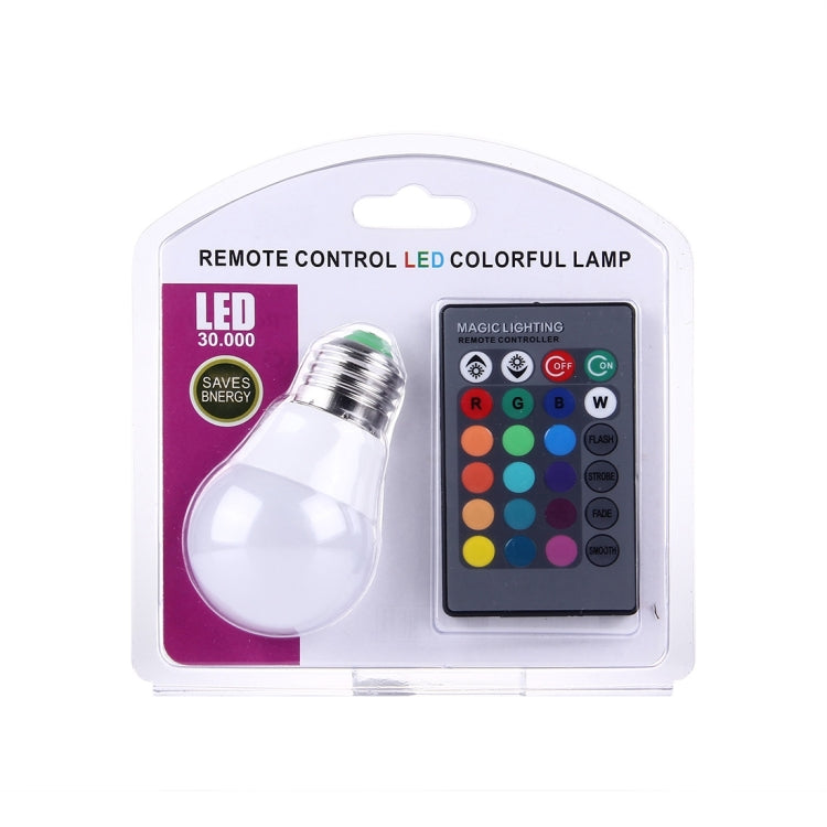 3W RGB + White Light LED Light Bulb , A50 E27 300-350LM with Remote Control, AC 85-265V