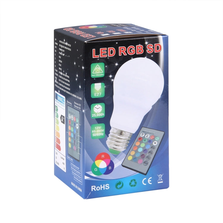 3W RGB LED Light Bulb , A60 E27 300-350LM with Remote Control, AC 85-265V