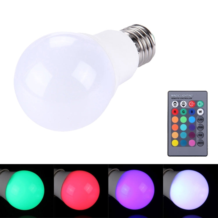 3W RGB LED Light Bulb , A60 E27 300-350LM with Remote Control, AC 85-265V