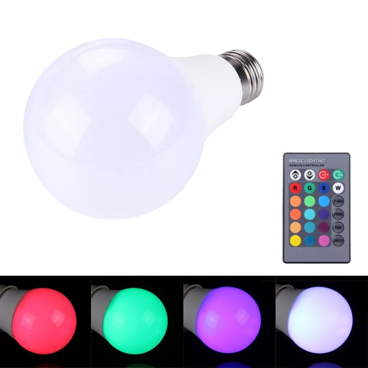 10W RGB LED Light Bulb , A80 E27 800-900LM with Remote Control, AC 85-265V