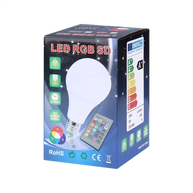 10W RGB LED Light Bulb , A80 E27 800-900LM with Remote Control, AC 85-265V