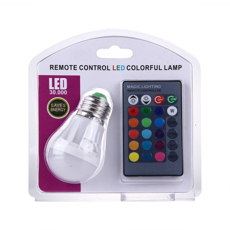 3W RGB LED Light Bulb , B50 E27 300-350LM with Remote Control, AC 85-265V