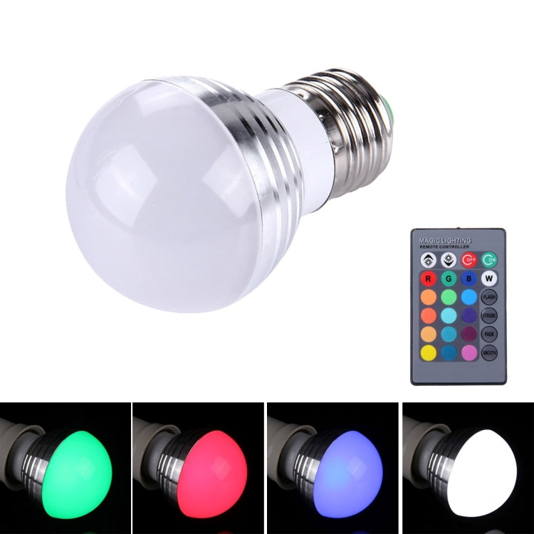 3W RGB LED Light Bulb , Q1 E27 300-350LM with Remote Control, AC 85-265V