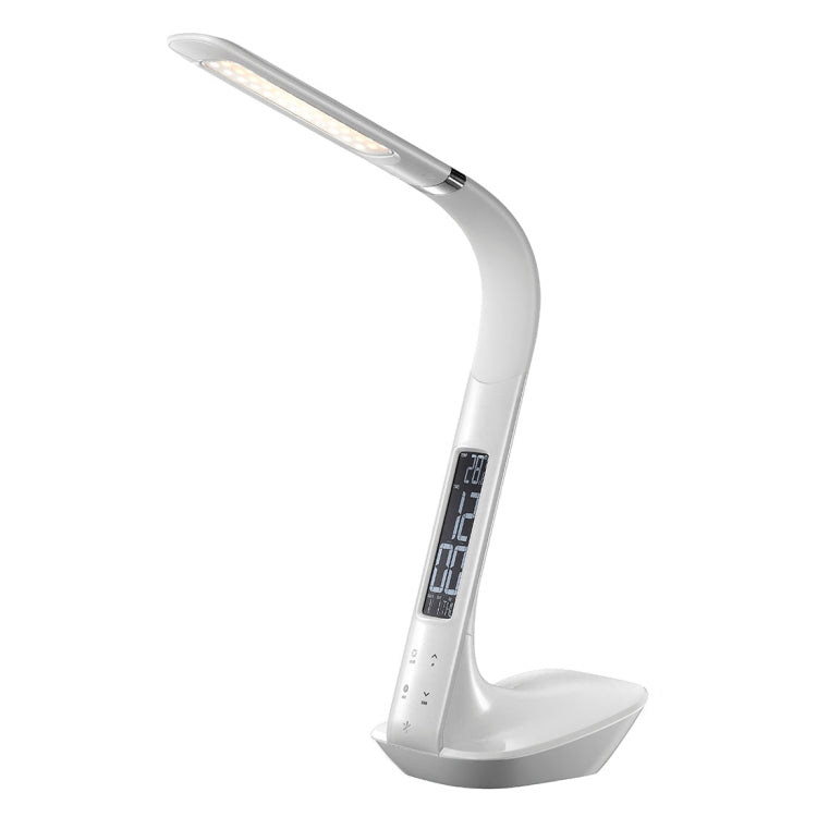 H1 10W 5-grade Brightness LED Desk Lamp , AC 100-240V 450 LM Touch Dimmer Flexible Rotating Shaft Lamp Arm with Calendar Display(White)